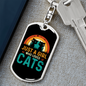 Girl Loves Cute Cats Keychain Stainless Steel or 18k Gold Dog Tag Keyring-Express Your Love Gifts