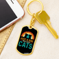 Girl Loves Cute Cats Keychain Stainless Steel or 18k Gold Dog Tag Keyring-Express Your Love Gifts