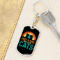 Girl Loves Cute Cats Keychain Stainless Steel or 18k Gold Dog Tag Keyring-Express Your Love Gifts