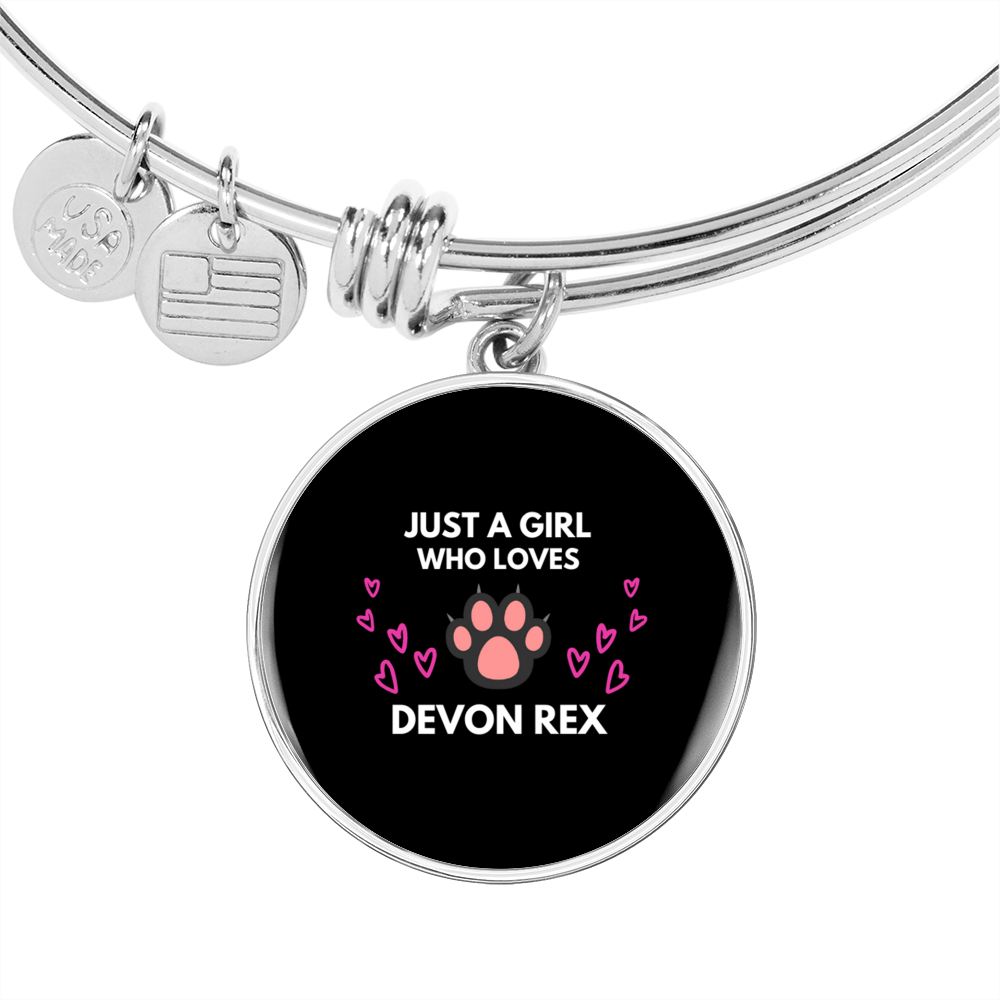 Girl Loves Devon Cat Bracelet Stainless Steel or 18k Gold Circle Bangle-Express Your Love Gifts