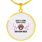 Girl Loves Devon Rex Cat White Circle Necklace Stainless Steel or 18k Gold 18-22-Express Your Love Gifts
