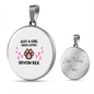Girl Loves Devon Rex Cat White Circle Necklace Stainless Steel or 18k Gold 18-22-Express Your Love Gifts