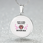 Girl Loves Devon Rex Cat White Circle Necklace Stainless Steel or 18k Gold 18-22-Express Your Love Gifts