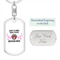 Girl Loves Devon Rex White Cat Keychain Stainless Steel or 18k Gold Dog Tag Keyring-Express Your Love Gifts