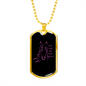 Girl Loves Horses Purple in Black Horse Necklace Stainless Steel or 18k Gold Dog Tag 24" Chain-Express Your Love Gifts