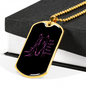 Girl Loves Horses Purple in Black Horse Necklace Stainless Steel or 18k Gold Dog Tag 24" Chain-Express Your Love Gifts