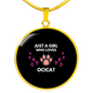 Girl Loves Ocicat Cat Circle Necklace Stainless Steel or 18k Gold 18-22-Express Your Love Gifts