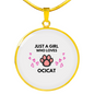 Girl Loves Ocicat Cat White Circle Necklace Stainless Steel or 18k Gold 18-22-Express Your Love Gifts