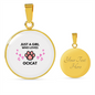 Girl Loves Ocicat Cat White Circle Necklace Stainless Steel or 18k Gold 18-22-Express Your Love Gifts