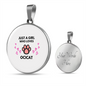 Girl Loves Ocicat Cat White Circle Necklace Stainless Steel or 18k Gold 18-22-Express Your Love Gifts