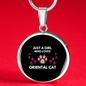 Girl Loves Oriental Cat Circle Necklace Stainless Steel or 18k Gold 18-22"-Express Your Love Gifts