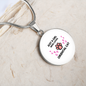 Girl loves Oriental Cat White Circle Necklace Stainless Steel or 18k Gold 18-22-Express Your Love Gifts