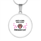 Girl Loves Persian Cat White Circle Necklace Stainless Steel or 18k Gold 18-22-Express Your Love Gifts