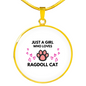 Girl Loves Ragdoll Cat White Circle Necklace Stainless Steel or 18k Gold 18-22-Express Your Love Gifts