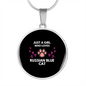 Girl Loves Russian Blue Cat Circle Necklace Stainless Steel or 18k Gold 18-22-Express Your Love Gifts
