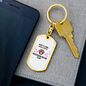Girl Loves Russian Blue Cat Keychain Stainless Steel or 18k Gold Dog Tag Keyring-Express Your Love Gifts