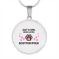 Girl loves Scottish Fold Cat White Circle Necklace Stainless Steel or 18k Gold 18-22-Express Your Love Gifts