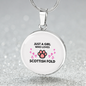 Girl loves Scottish Fold Cat White Circle Necklace Stainless Steel or 18k Gold 18-22-Express Your Love Gifts