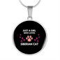 Girl Loves Siberian Cat Circle Necklace Stainless Steel or 18k Gold 18-22"-Express Your Love Gifts