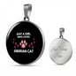 Girl Loves Siberian Cat Circle Necklace Stainless Steel or 18k Gold 18-22"-Express Your Love Gifts