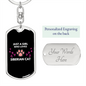 Girl Loves Siberian Cat Keychain Stainless Steel or 18k Gold Dog Tag Keyring-Express Your Love Gifts