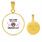 Girl loves Siberian Cat White Circle Necklace Stainless Steel or 18k Gold 18-22-Express Your Love Gifts