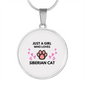 Girl Loves Siberian Cat White Circle Necklace Stainless Steel or 18k Gold 18-22-Express Your Love Gifts