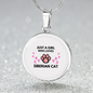 Girl Loves Siberian Cat White Circle Necklace Stainless Steel or 18k Gold 18-22-Express Your Love Gifts