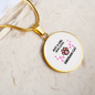 Girl Loves Siberian Cat White Circle Necklace Stainless Steel or 18k Gold 18-22-Express Your Love Gifts