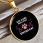 Girl Loves Sphynx Cat Circle Necklace Stainless Steel or 18k Gold 18-22"-Express Your Love Gifts