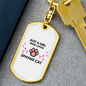 Girl Loves Sphynx Cat Keychain Stainless Steel or 18k Gold Dog Tag Keyring-Express Your Love Gifts