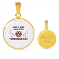 Girl Loves Tonkinese Cat White Circle Necklace Stainless Steel or 18k Gold 18-22-Express Your Love Gifts