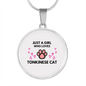 Girl Loves Tonkinese Cat White Circle Necklace Stainless Steel or 18k Gold 18-22-Express Your Love Gifts
