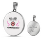Girl Loves Tonkinese Cat White Circle Necklace Stainless Steel or 18k Gold 18-22-Express Your Love Gifts