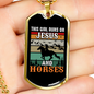Girl on Jesus and Horses Horse Necklace Stainless Steel or 18k Gold Dog Tag 24" Chain-Express Your Love Gifts