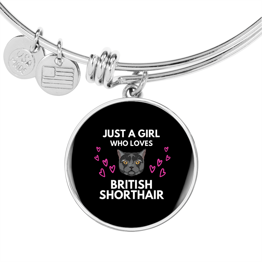 Girl Who Loves Cat Bracelet Stainless Steel or 18k Gold Circle Bangle-Express Your Love Gifts