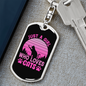 Girl Who Loves Cat Pink Keychain Stainless Steel or 18k Gold Dog Tag Keyring-Express Your Love Gifts