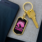 Girl Who Loves Cat Pink Keychain Stainless Steel or 18k Gold Dog Tag Keyring-Express Your Love Gifts