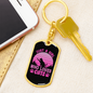 Girl Who Loves Cat Pink Keychain Stainless Steel or 18k Gold Dog Tag Keyring-Express Your Love Gifts