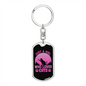 Girl Who Loves Cat Pink Keychain Stainless Steel or 18k Gold Dog Tag Keyring-Express Your Love Gifts