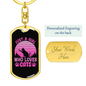 Girl Who Loves Cat Pink Keychain Stainless Steel or 18k Gold Dog Tag Keyring-Express Your Love Gifts