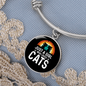 Girl Who Loves Cats Black Bracelet Stainless Steel or 18k Gold Circle Bangle-Express Your Love Gifts