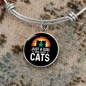 Girl Who Loves Cats Black Bracelet Stainless Steel or 18k Gold Circle Bangle-Express Your Love Gifts