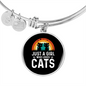 Girl Who Loves Cats Black Bracelet Stainless Steel or 18k Gold Circle Bangle-Express Your Love Gifts