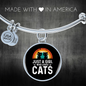 Girl Who Loves Cats Black Bracelet Stainless Steel or 18k Gold Circle Bangle-Express Your Love Gifts