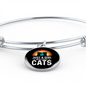 Girl Who Loves Cats Black Bracelet Stainless Steel or 18k Gold Circle Bangle-Express Your Love Gifts