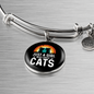 Girl Who Loves Cats Black Bracelet Stainless Steel or 18k Gold Circle Bangle-Express Your Love Gifts