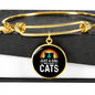 Girl Who Loves Cats Black Bracelet Stainless Steel or 18k Gold Circle Bangle-Express Your Love Gifts