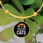 Girl Who Loves Cats Black Bracelet Stainless Steel or 18k Gold Circle Bangle-Express Your Love Gifts