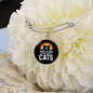 Girl Who Loves Cats Black Bracelet Stainless Steel or 18k Gold Circle Bangle-Express Your Love Gifts